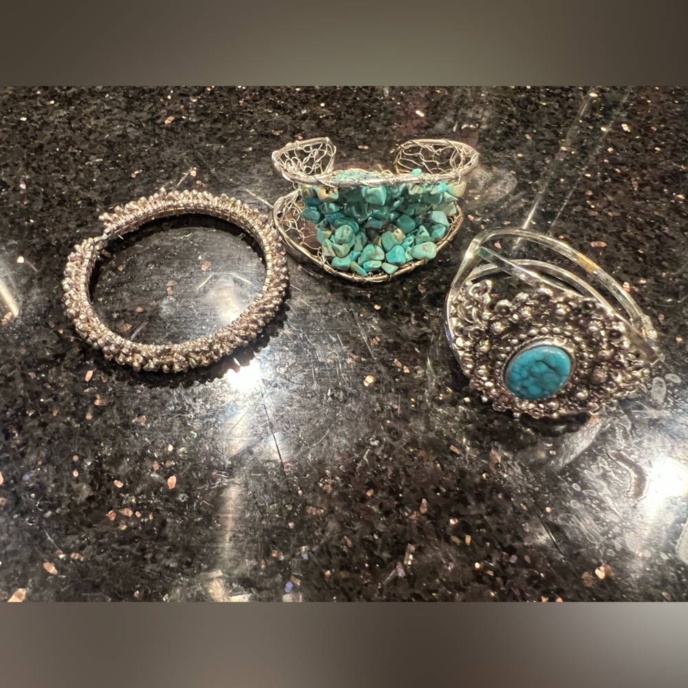 Silver and Turquoise bracelet bundle